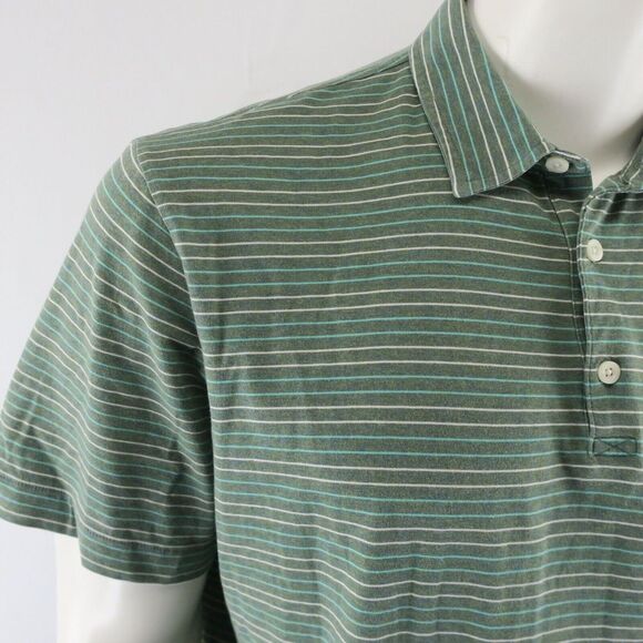 Patagonia Polo Shirt Mens Size L Organic Cotton Green Striped‎ - Picture 2 of 8